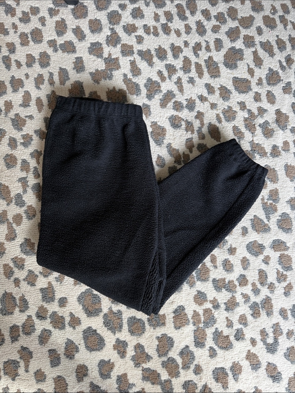 Good American Women’s Thick Black Fleece Joggers Oversized COMFY WARM
